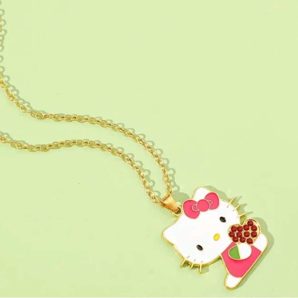 Hello Kitty Gold Necklace with Pink Charm